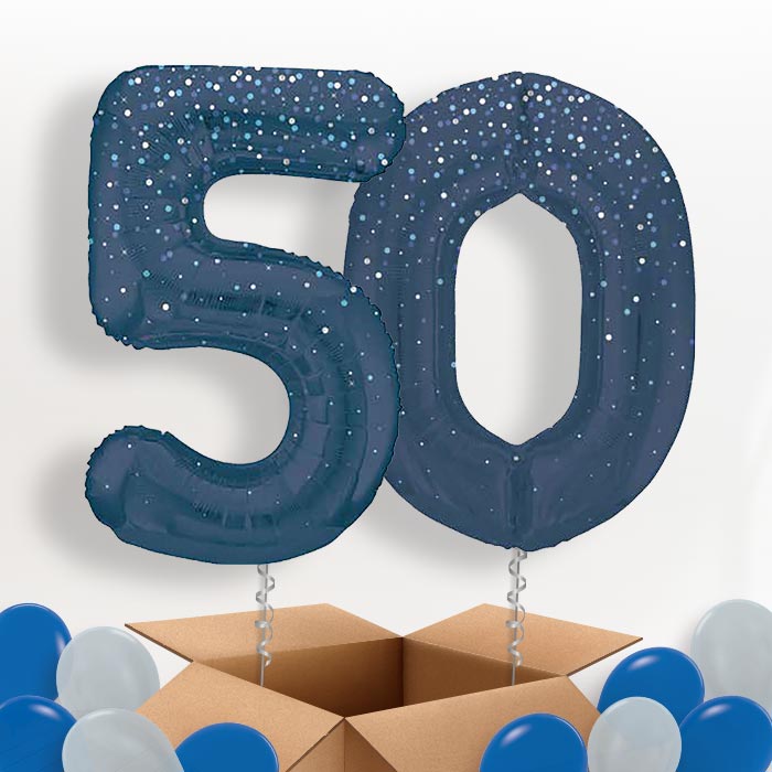 Navy Blue Dots 50 Balloons in a Box - Package | Small Indoor Plants