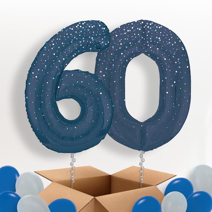 Navy Blue Dots 60 Balloons in a Box - Package | Small Indoor Plants