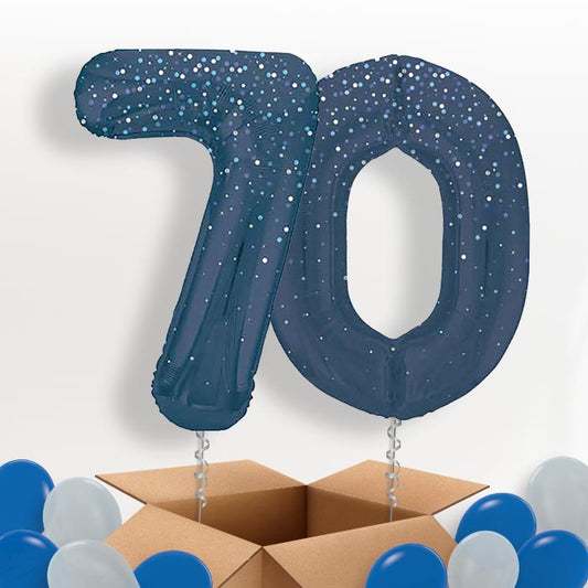 Navy Blue Dots 70 Balloons in a Box - Package | Small Indoor Plants