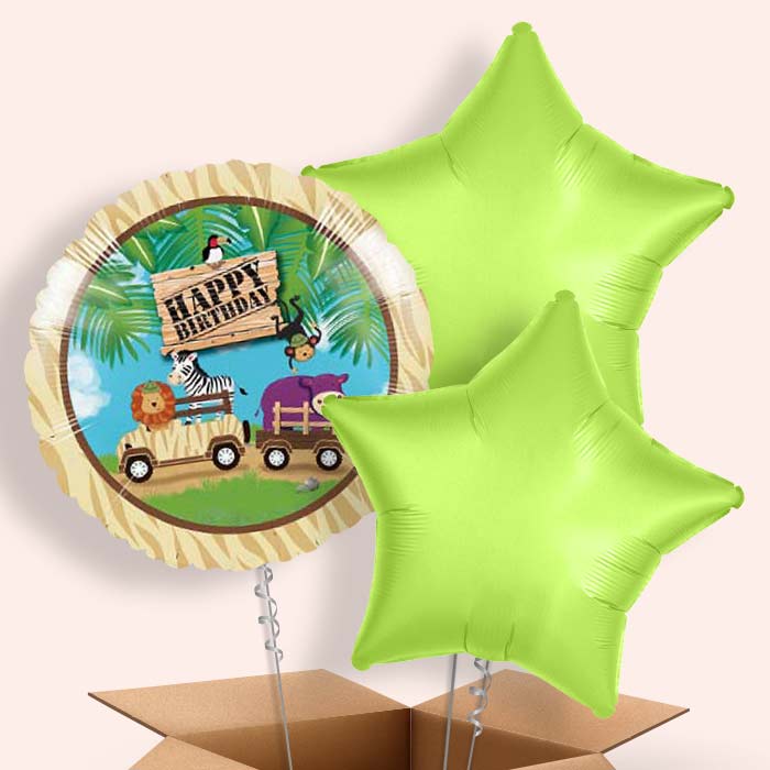 Safari Animal Happy Birthday Balloon in a Box