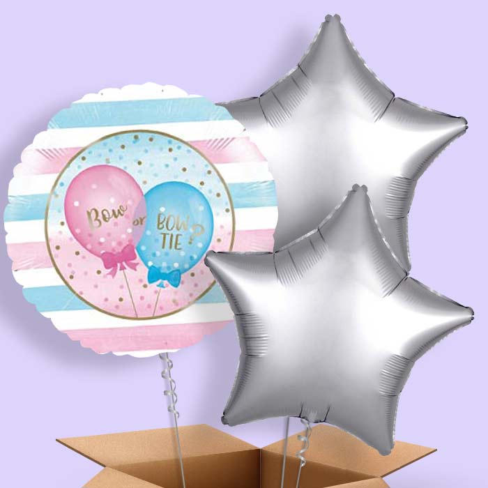 Bow or Bowtie Gender Reveal Balloon Inflated - 3 Balloon | Small Indoor Plants