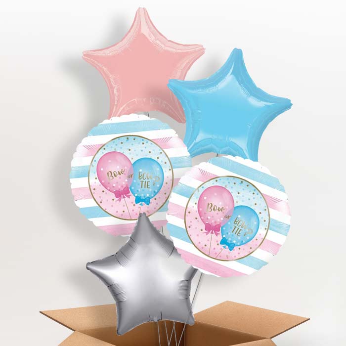 Bow or Bowtie Gender Reveal Balloon Inflated - 5 Balloon | Small Indoor Plants