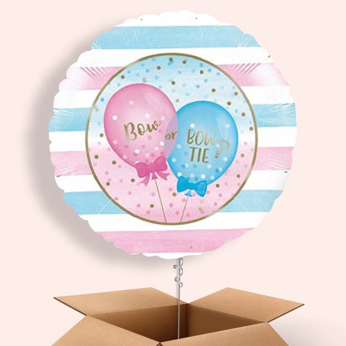 Bow or Bowtie Gender Reveal Balloon Inflated - 1 Balloon | Small Indoor Plants
