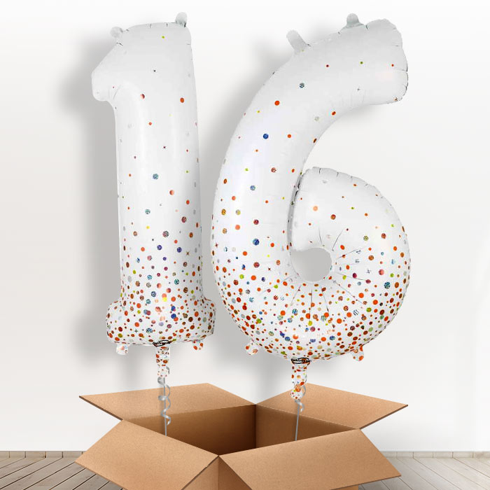 Rose Gold and White 16 Balloons in a Box