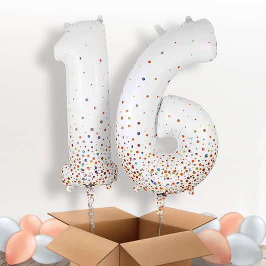 Rose Gold and White 16 Balloons in a Box - Package | Small Indoor Plants