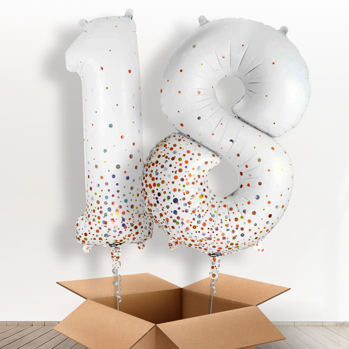 Rose Gold and White 18 Balloons in a Box