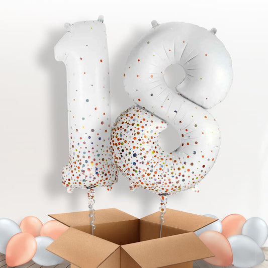 Rose Gold and White 18 Balloons in a Box - Package | Small Indoor Plants