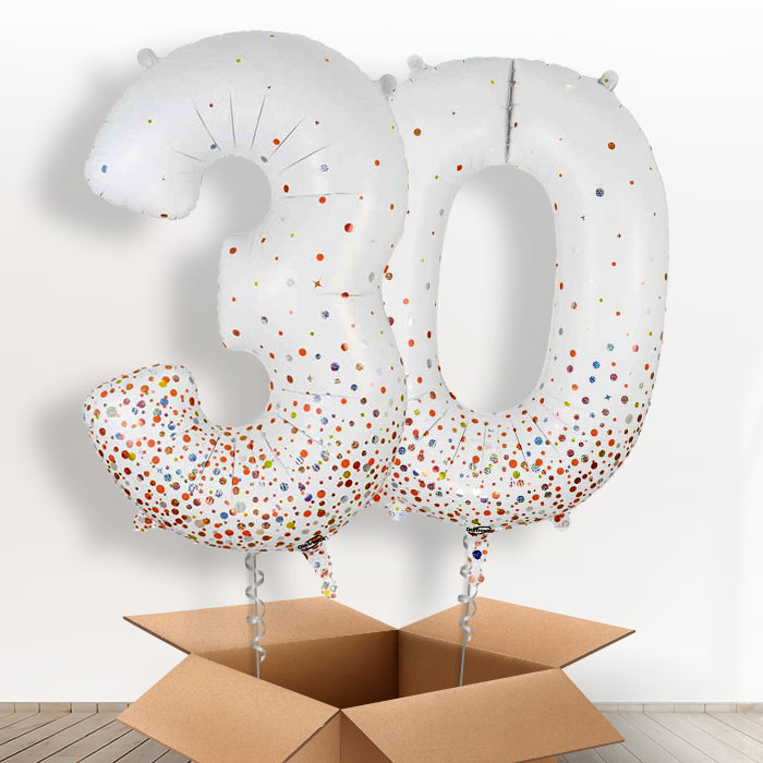 Rose Gold and White 30 Balloons in a Box