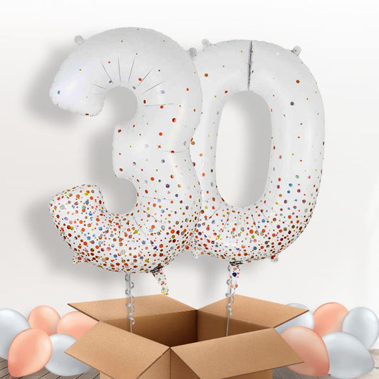 Rose Gold and White 30 Balloons in a Box - Package | Small Indoor Plants