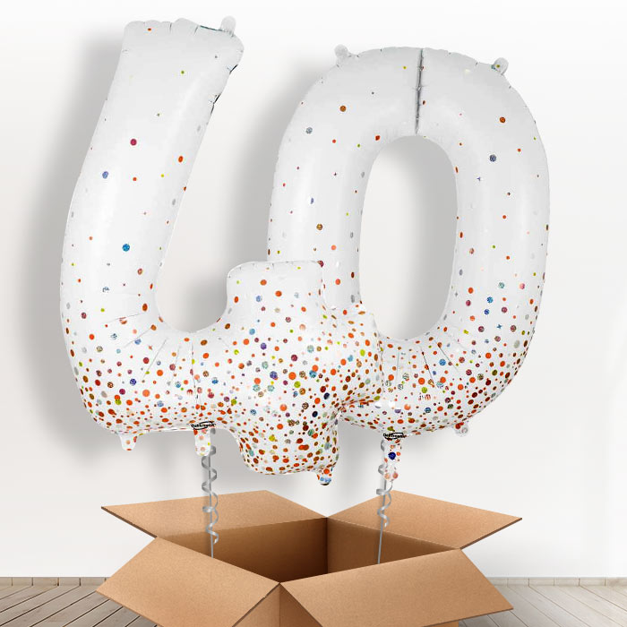 Rose Gold and White 40 Balloons in a Box