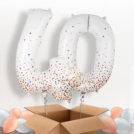 Rose Gold and White 40 Balloons in a Box - Package | Small Indoor Plants
