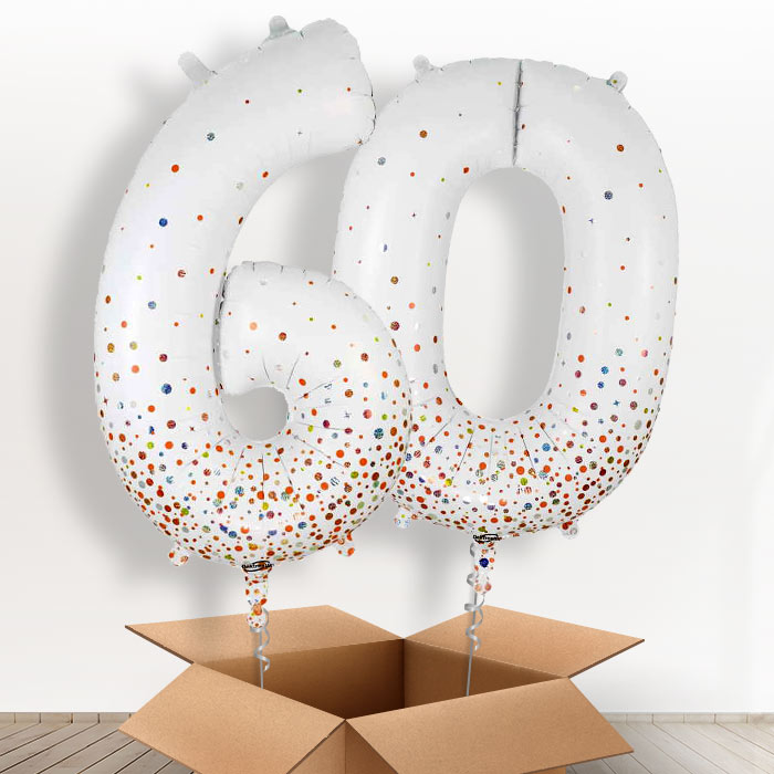 Rose Gold and White 60 Balloons in a Box - Giant Numbers | Small Indoor Plants