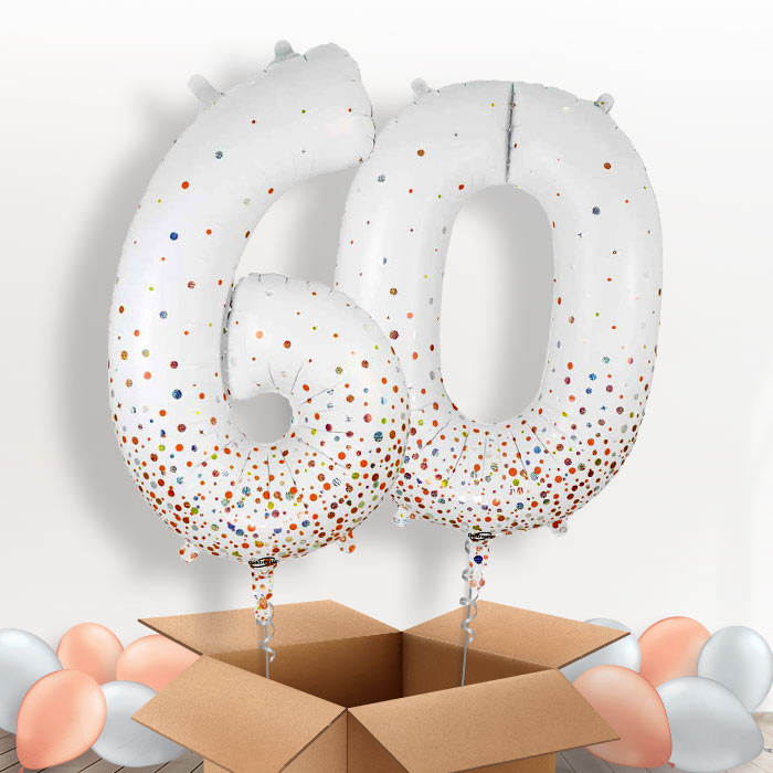 Rose Gold and White 60 Balloons in a Box