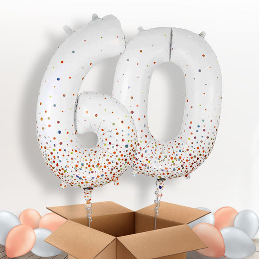 Rose Gold and White 60 Balloons in a Box - Package | Small Indoor Plants