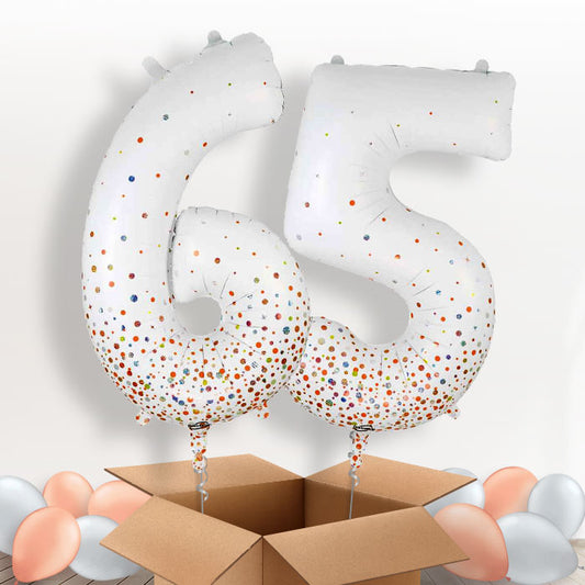 Rose Gold and White 65 Balloons in a Box - Package | Small Indoor Plants