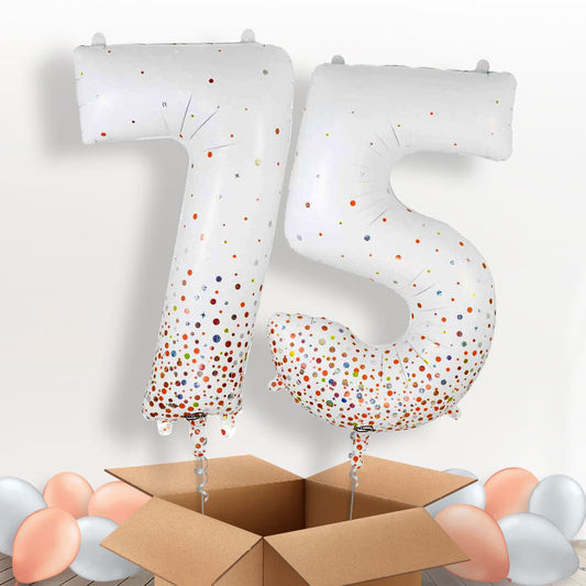 Rose Gold and White 75 Balloons in a Box - Package | Small Indoor Plants