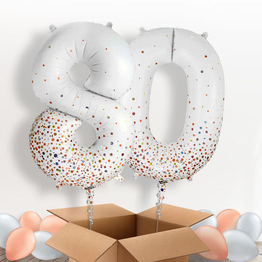 Rose Gold and White 80 Balloons in a Box - Package | Small Indoor Plants