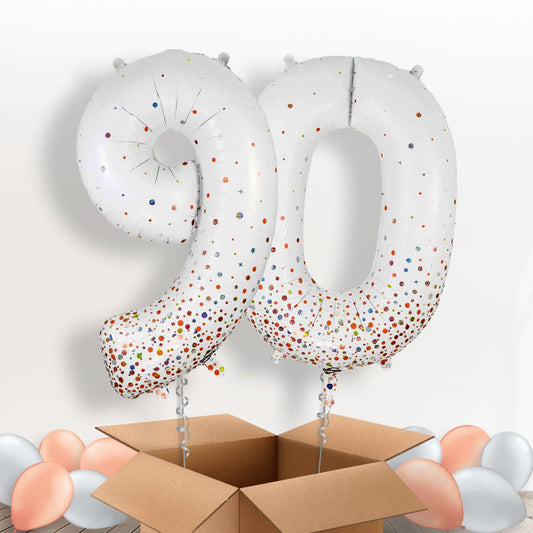 Rose Gold and White 90 Balloons in a Box - Package | Small Indoor Plants