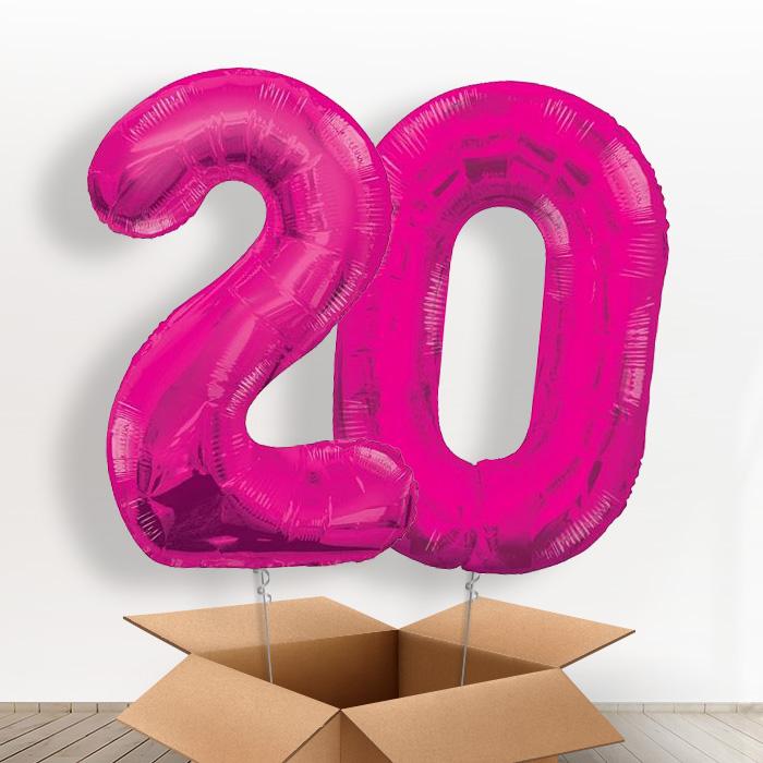 Pink 20 Balloons in a Box - Giant Numbers | Small Indoor Plants