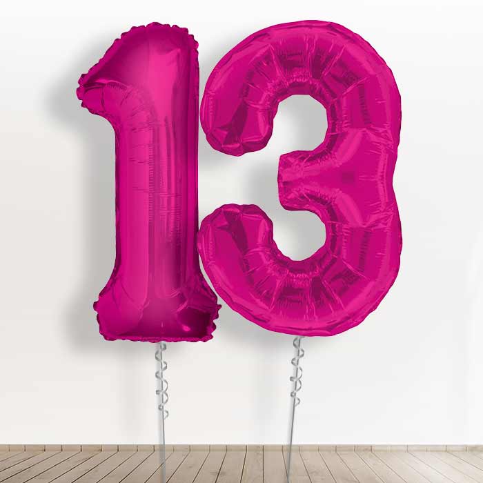Pink 13th Birthday Balloon Numbers in a Box - Giant Numbers | Small Indoor Plants