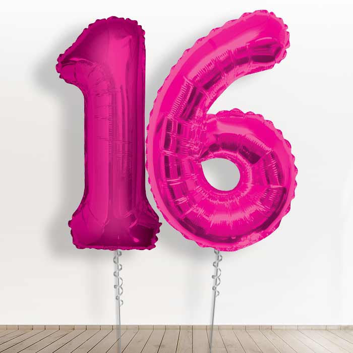 Big Pink 16th Birthday Balloon Numbers in a Box - Giant Numbers | Small Indoor Plants