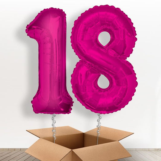 Pink Giant Numbers 18th Birthday Balloon in a Box Gift - Package | Small Indoor Plants