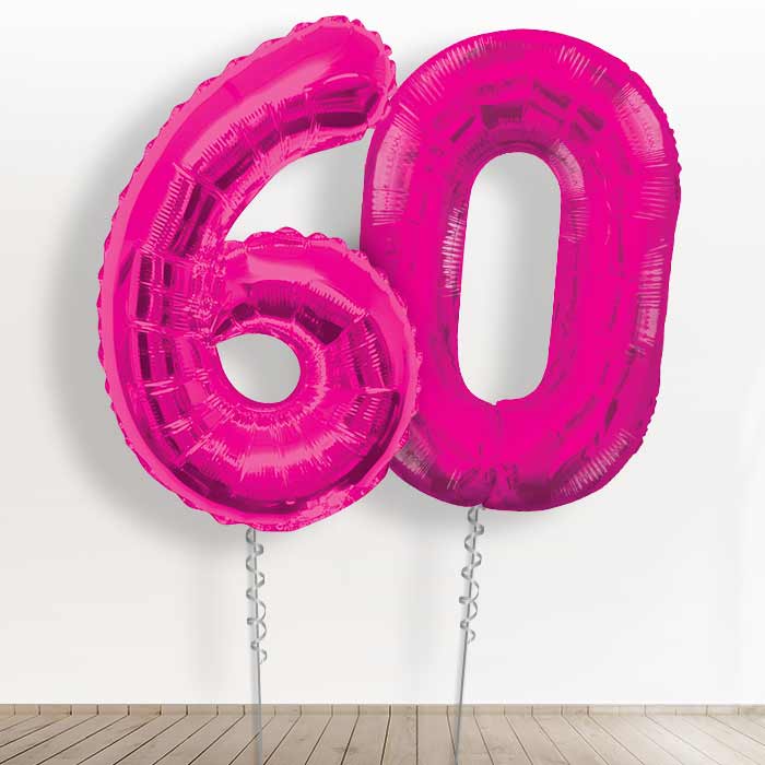 Pink Giant Numbers 60th Birthday Balloon in a Box Gift