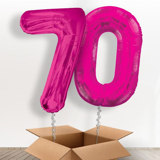 Pink Giant Numbers 70th Birthday Balloon in a Box Gift - Package | Small Indoor Plants