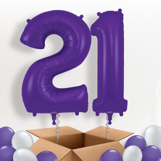 Purple 21 Balloons in a Box - Package | Small Indoor Plants