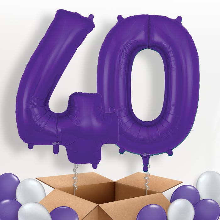 Purple 40 Balloons in a Box - Package | Small Indoor Plants
