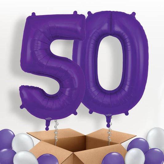 Purple 50 Balloons in a Box - Package | Small Indoor Plants