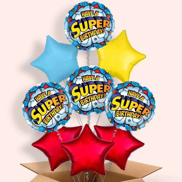 Superhero Birthday Balloons in a Box - 9 Balloon | Small Indoor Plants