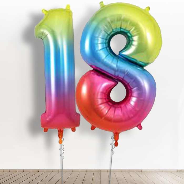 18 Birthday Balloons in a Box - Rainbow