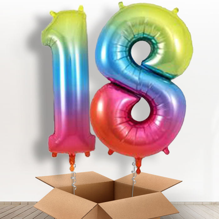 18 Birthday Balloons in a Box - Rainbow