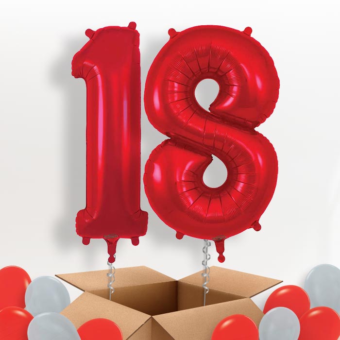 Red 18 Balloons in a Box