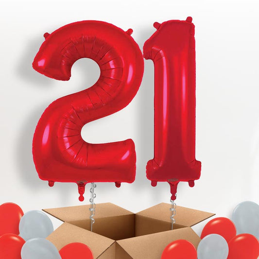 Red 21 Balloons in a Box - Package | Small Indoor Plants