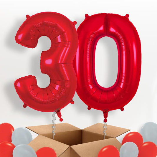 Red 30 Balloons in a Box - Package | Small Indoor Plants