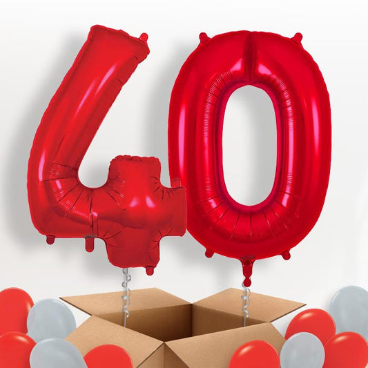 Red 40 Balloons in a Box - Package | Small Indoor Plants