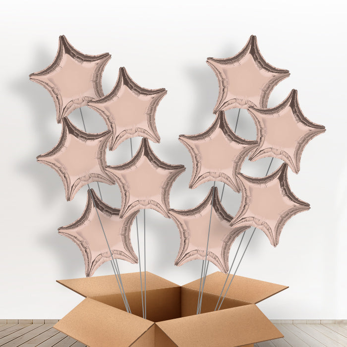Rose Gold Stars Inflated Foil Bunch of Balloons - 5 Balloons | Small Indoor Plants