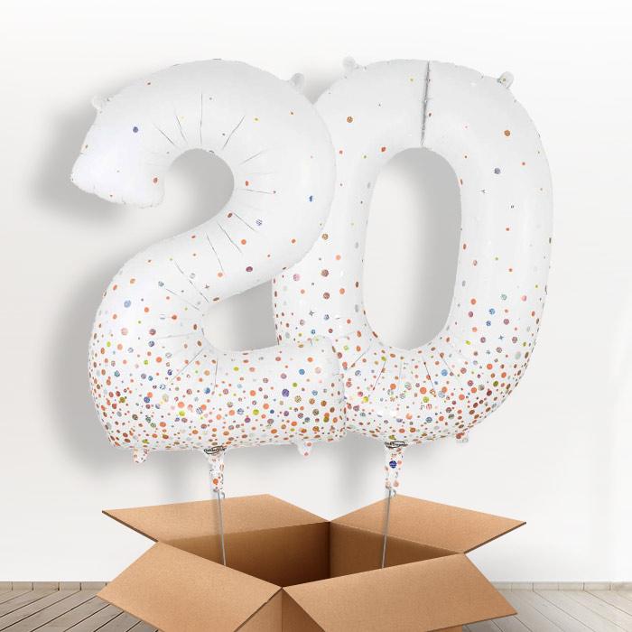 Rose Gold and White 20 Balloons in a Box - Giant Numbers | Small Indoor Plants