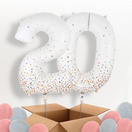 Rose Gold and White 20 Balloons in a Box - Package | Small Indoor Plants