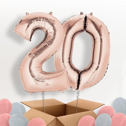 Rose Gold 20 Balloons in a Box - Package | Small Indoor Plants