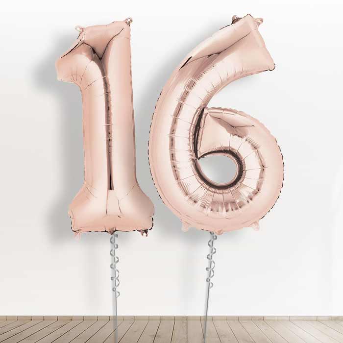 Rose Gold Giant Numbers 16th Birthday Balloon in a Box Gift - Giant Numbers | Small Indoor Plants