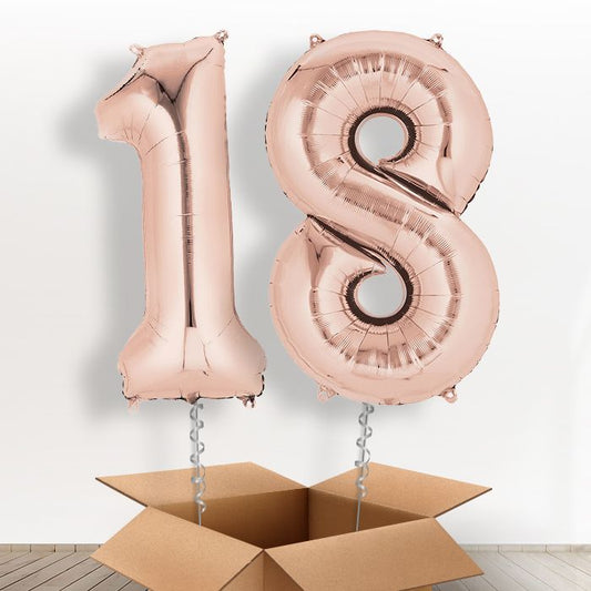 Rose Gold 18 Helium Balloons in a Box - Package | Small Indoor Plants