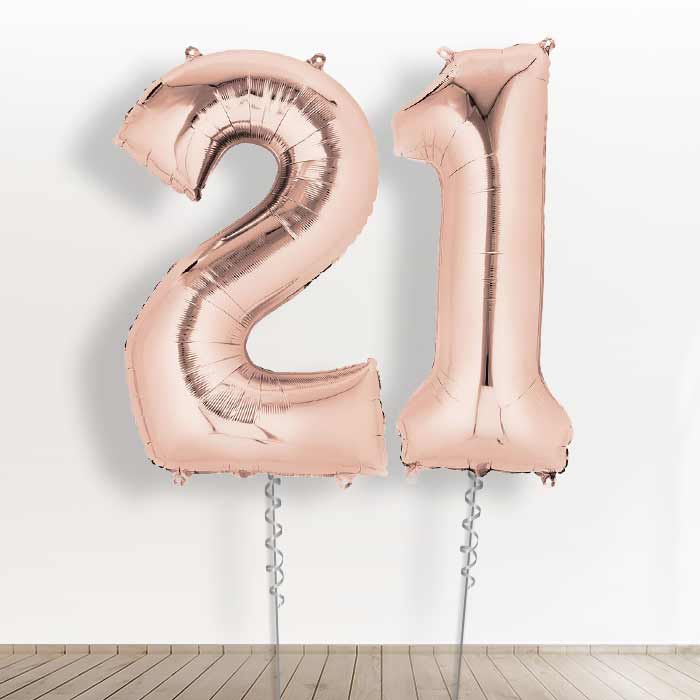 Rose Gold Giant Numbers 21st Birthday Balloon in a Box Gift