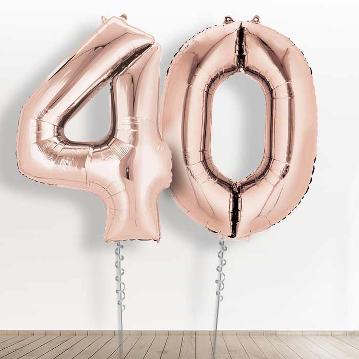Rose Gold Giant Numbers 40th Birthday Balloon in a Box Gift - Giant Numbers | Small Indoor Plants