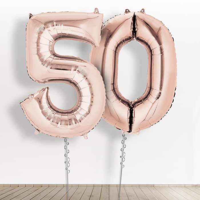 Rose Gold Giant Numbers 50th Birthday Balloon in a Box Gift - Giant Numbers | Small Indoor Plants