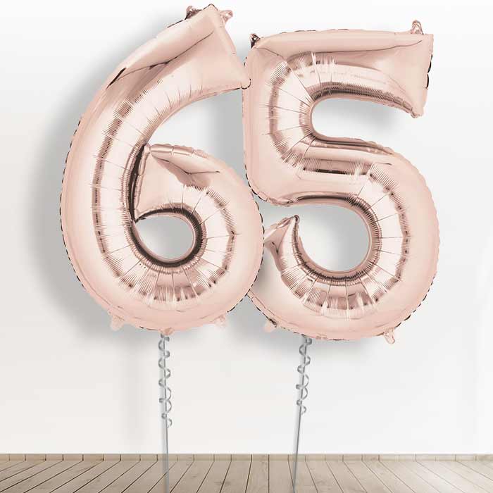 65 Balloon in a Box - Rose Gold - Giant Numbers | Small Indoor Plants