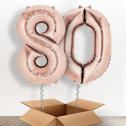 80 Balloons Delivered in a Box - Rose Gold - Package | Small Indoor Plants