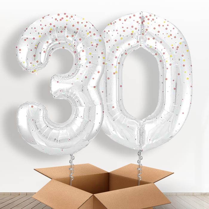 Rose Gold Dots 30 Balloons in a Box - Giant Numbers | Small Indoor Plants